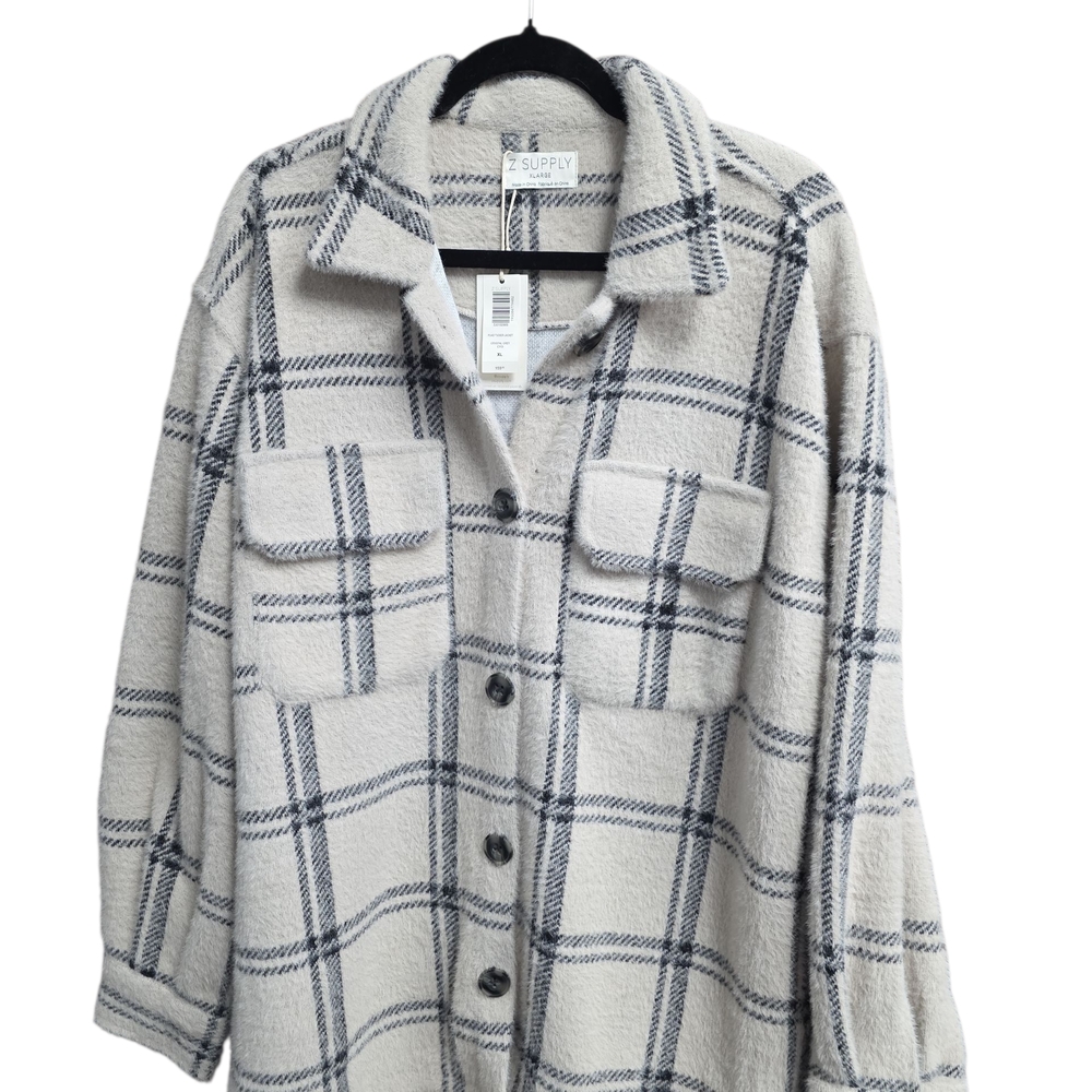 Z Supply Gray and Cream Plaid Jacket